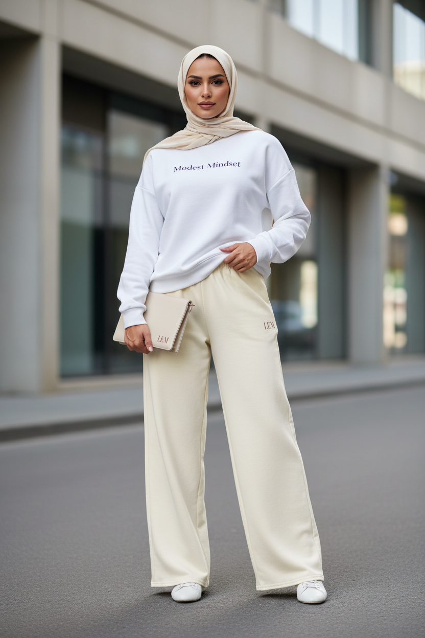 LEM Cream Wide Leg Pants