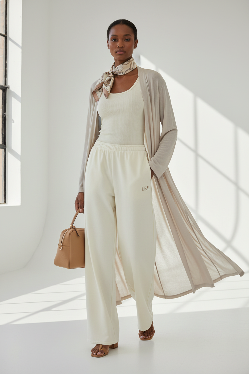 LEM Cream Wide Leg Pants - Modestly Vogue 