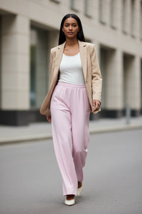 LEM Pink Lace Wide Leg Pants - Modestly Vogue 