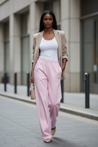 LEM Pink Lace Wide Leg Pants - Modestly Vogue 