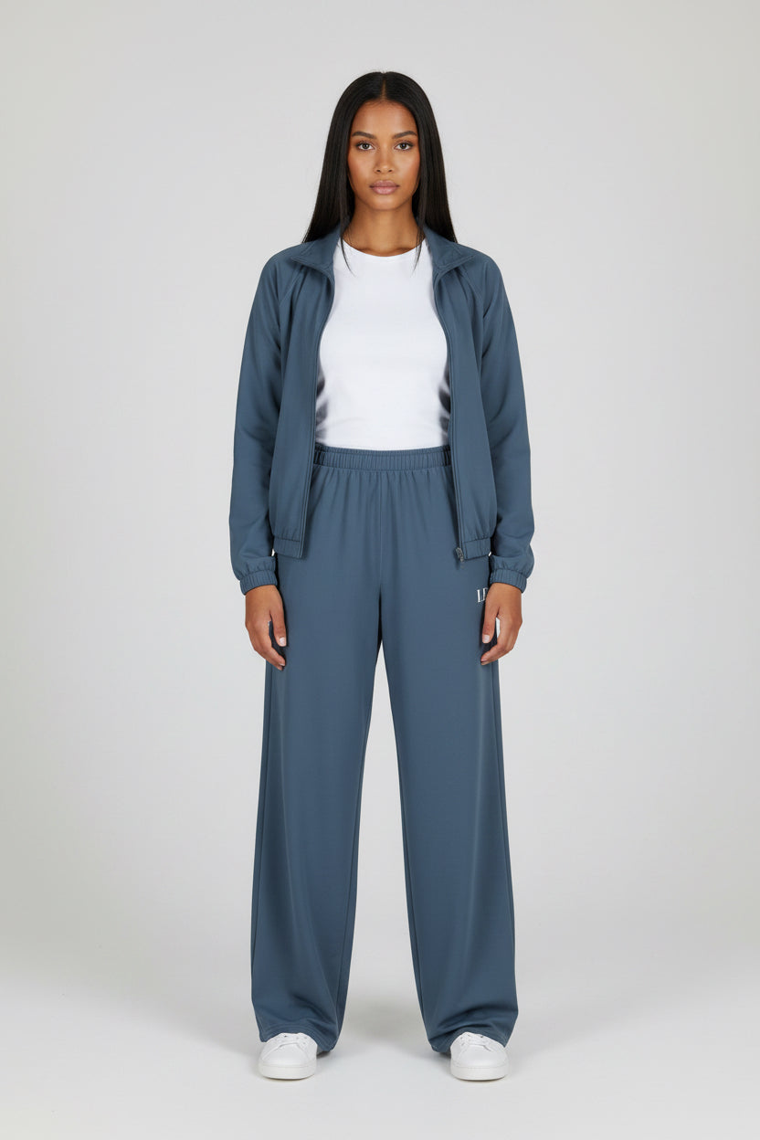 LEM Denim Color Wide Leg Pants - Modestly Vogue 