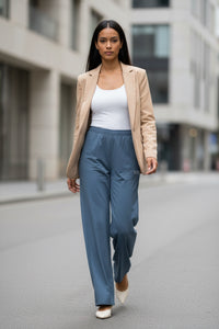 LEM Denim Color Wide Leg Pants - Modestly Vogue 