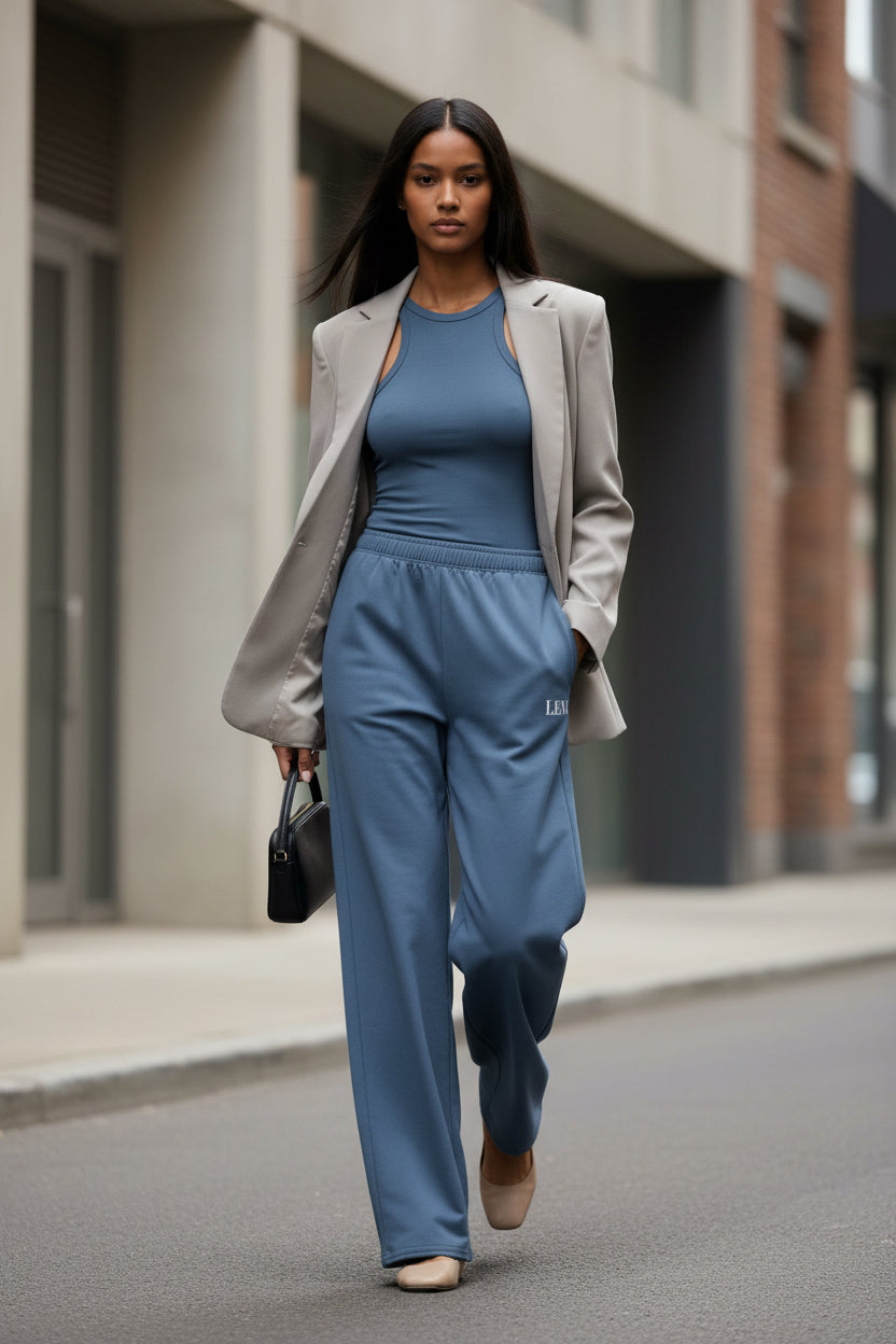 LEM Denim Color Wide Leg Pants - Modestly Vogue 