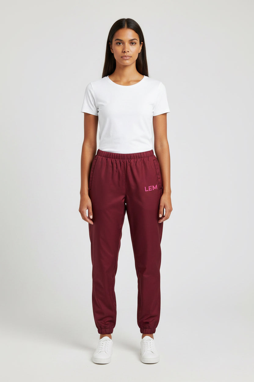 Burgundy LEM Track Pants - Modestly Vogue 