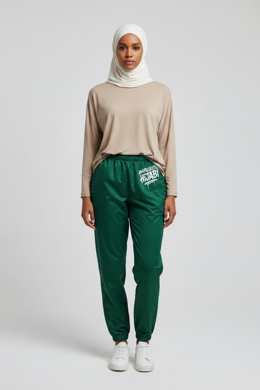Olive Green Unapologetic Hijabi track pants - Modestly Vogue 