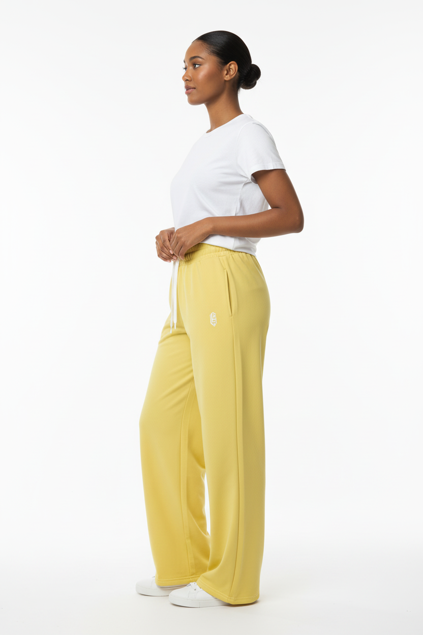 LEM Butter Yellow Wide-leg joggers - Modestly Vogue 