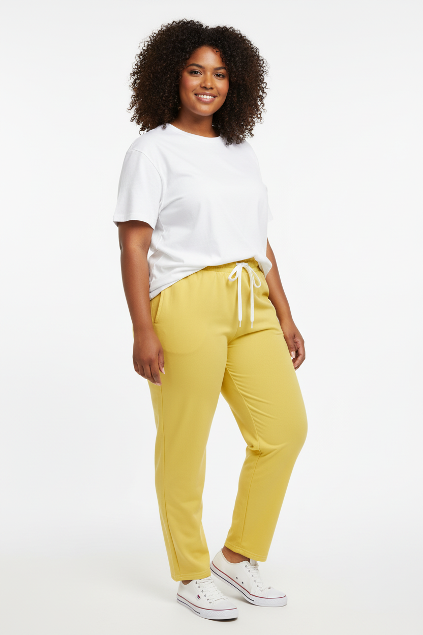 LEM Butter Yellow Wide-leg joggers - Modestly Vogue 