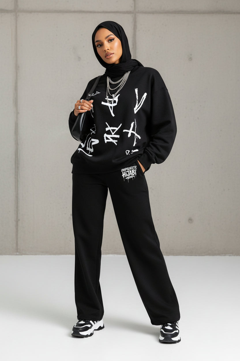 Black Unapologetic Hijabi wide-leg pants - Modestly Vogue 