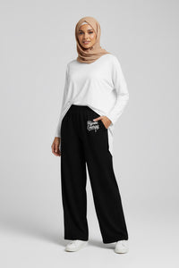 Black Hijabi Energy wide-leg pants Joggers - Modestly Vogue 