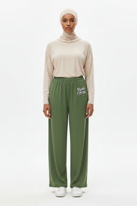 Olive Hijabi Energy  wide-leg pants - Modestly Vogue 