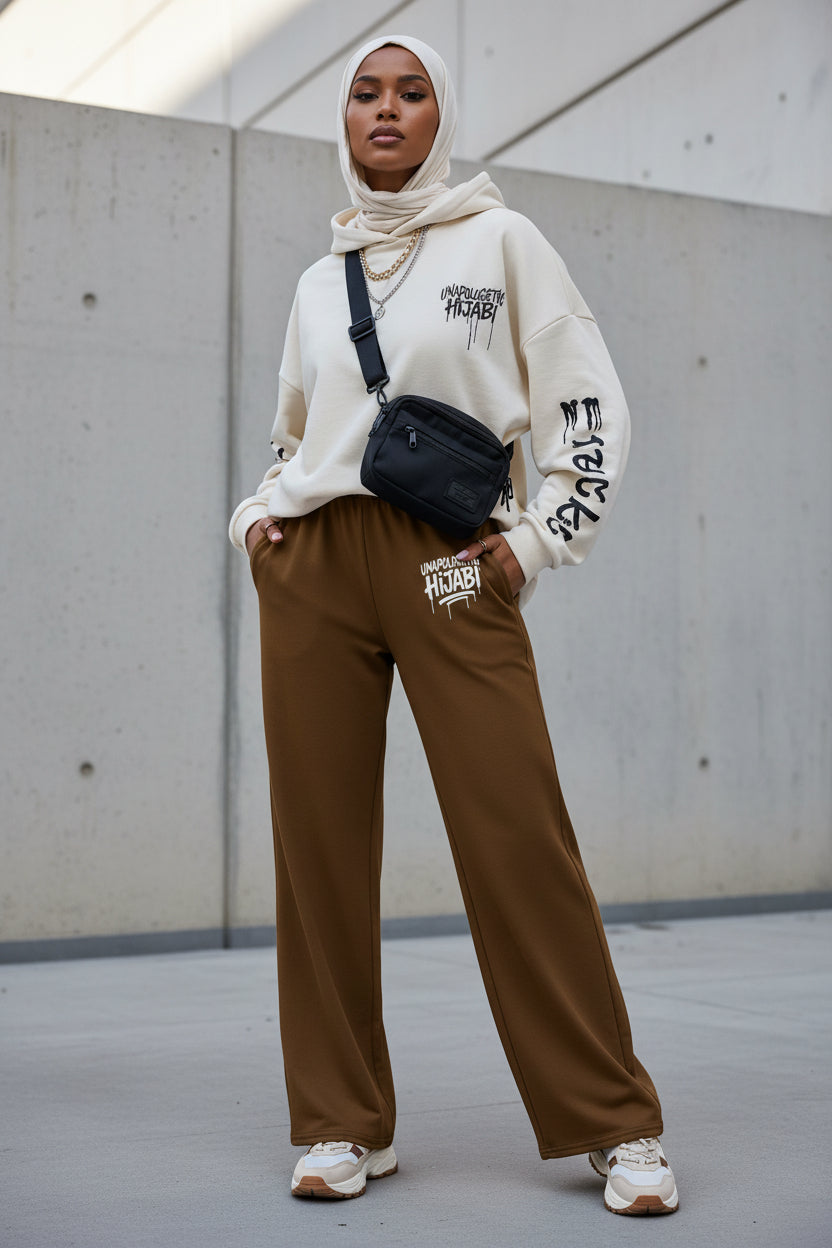 Brown Unapologetic Hijabi wide-leg pants - Modestly Vogue 