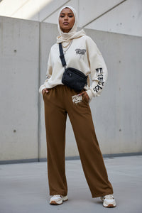 Brown Unapologetic Hijabi wide-leg pants - Modestly Vogue 