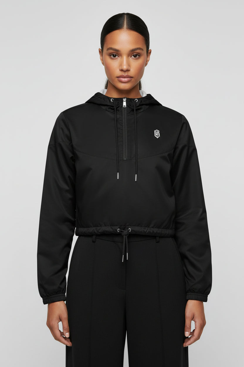 Black LEM cropped windbreaker