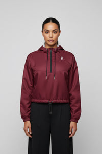 Burgundy LEM cropped windbreaker Jacket - Modestly Vogue 