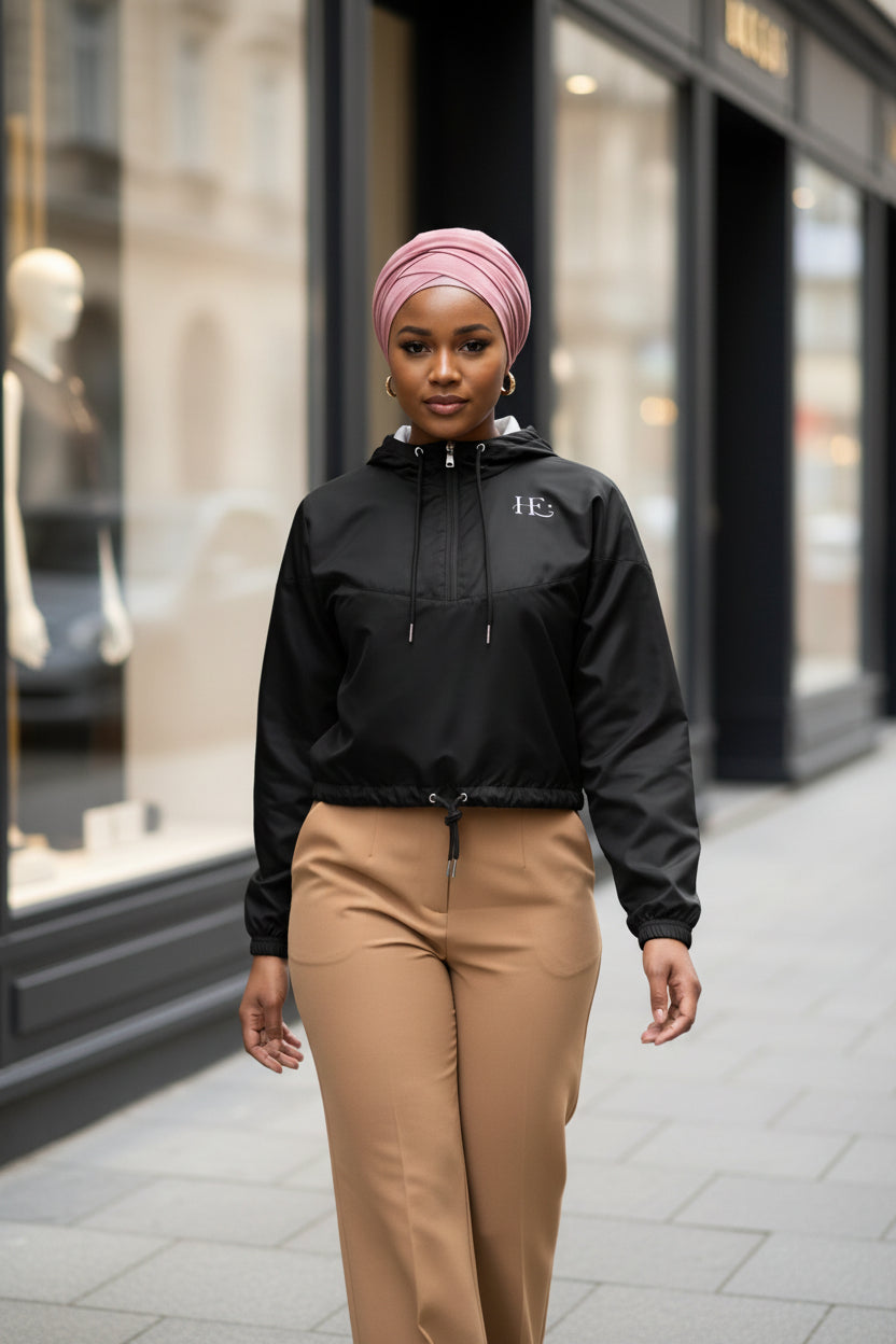 Black Spoken Energy™ cropped windbreaker