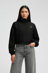 Black LEM cropped windbreaker - Modestly Vogue 