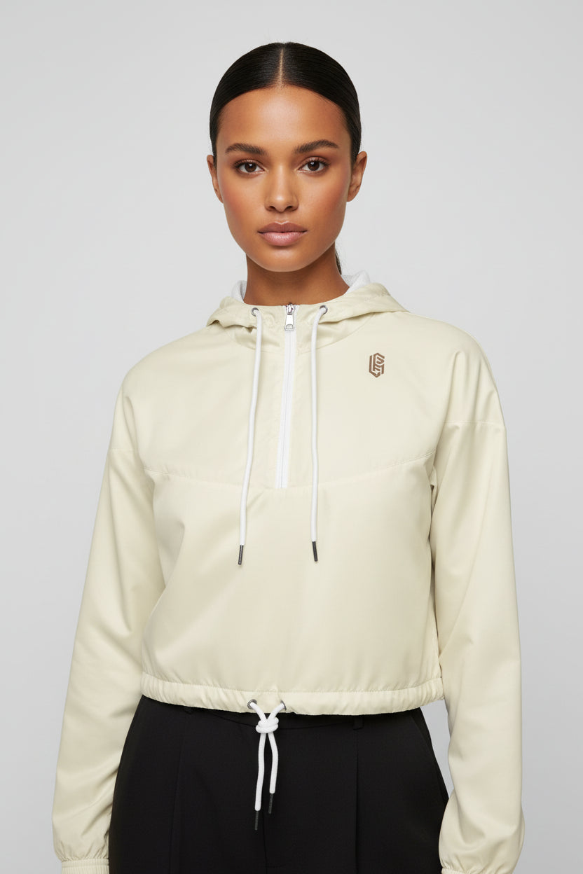 Cream LEM cropped windbreaker