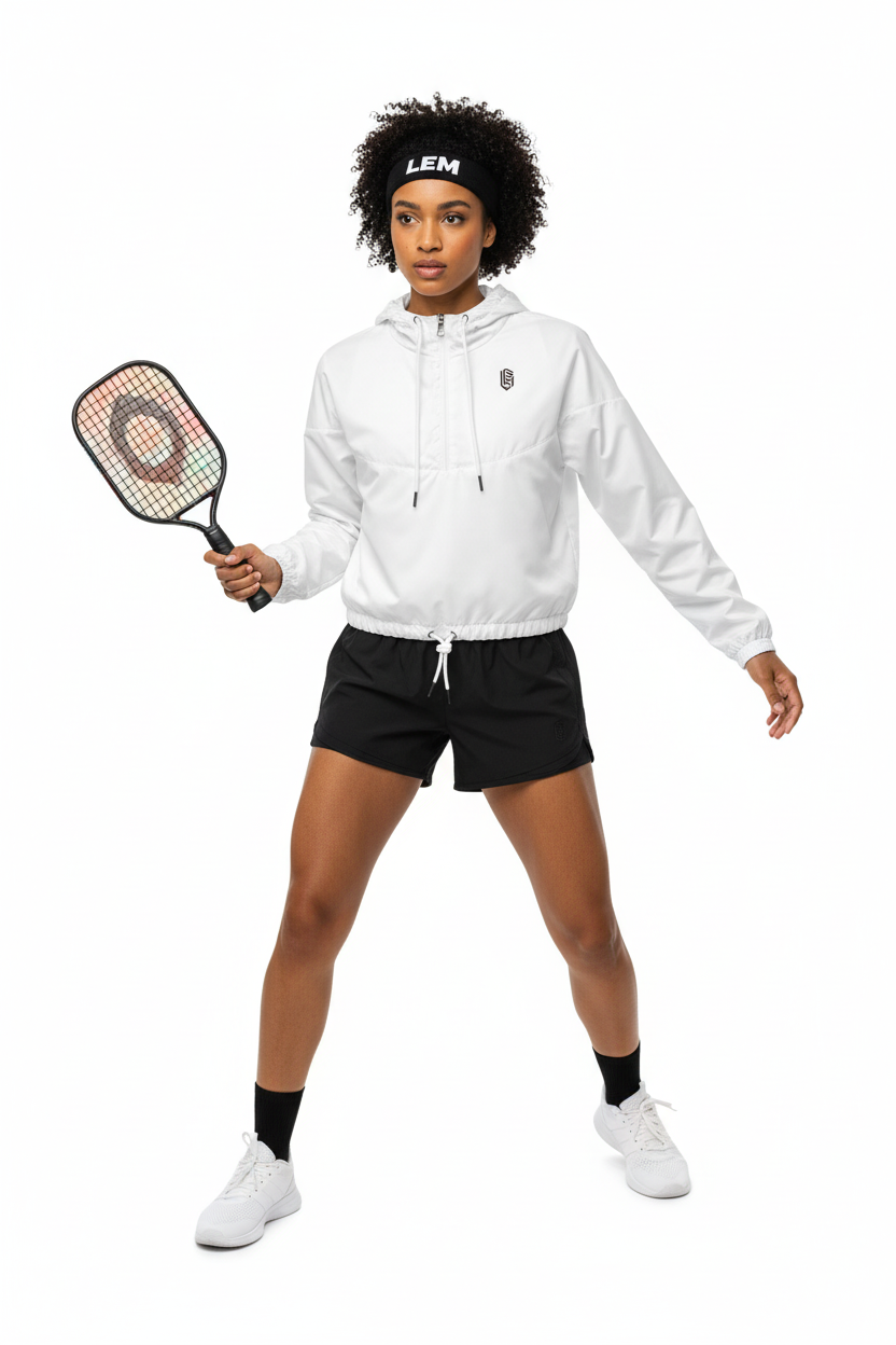 LEM White Women’s cropped windbreaker - Modestly Vogue 