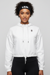 LEM White Women’s cropped windbreaker - Modestly Vogue 