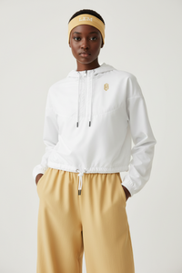 LEM White Essential cropped windbreaker Butter Yellow Logo - Modestly Vogue 