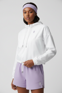 LEM White cropped White Essentials windbreaker Violet Veil Logo - Modestly Vogue 