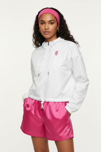 LEM White Essentials Women’s cropped windbreaker Pink Logo - Modestly Vogue 