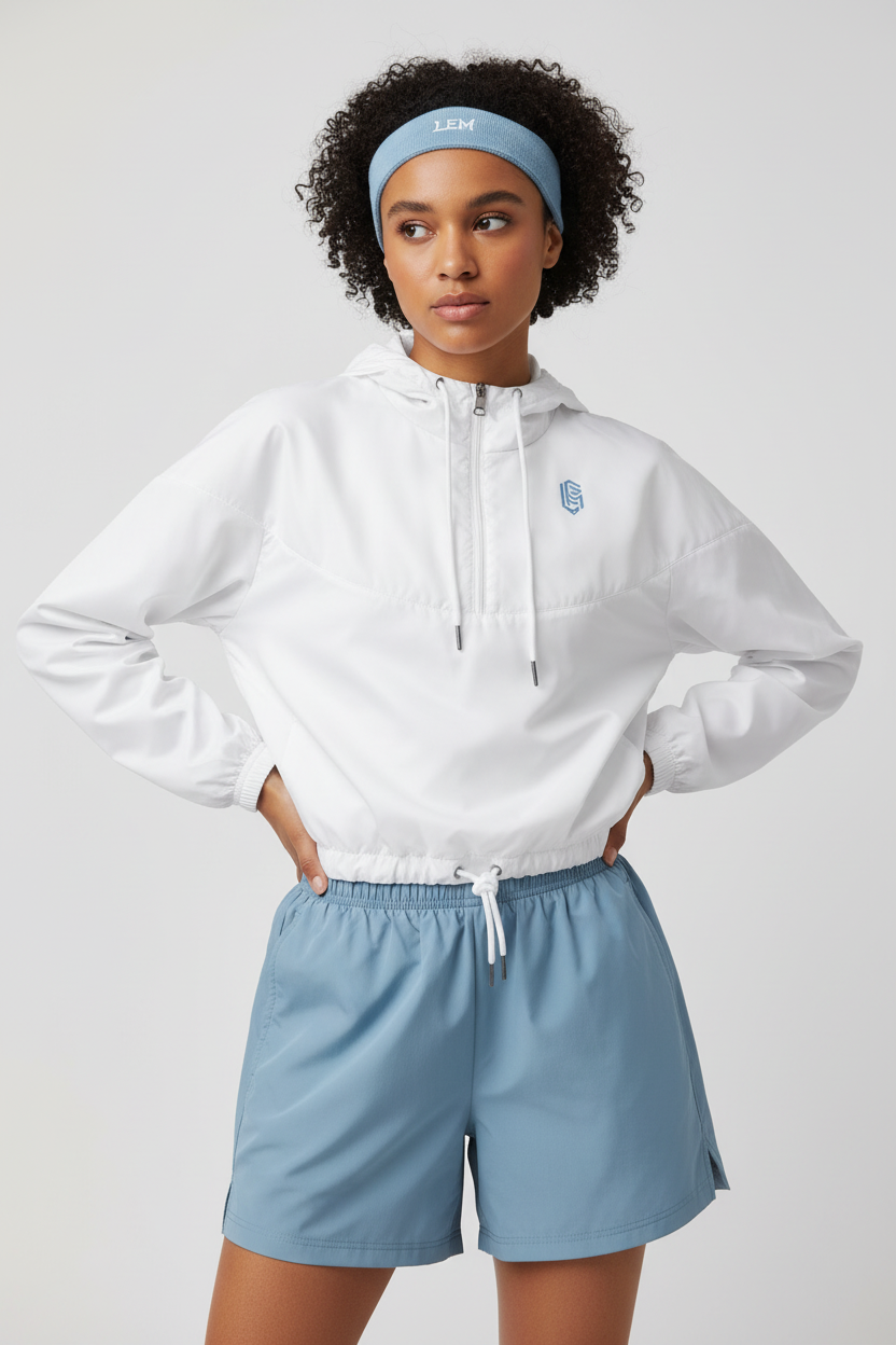 LEM Essential cropped windbreaker | Blue Mist Logo - Modestly Vogue 