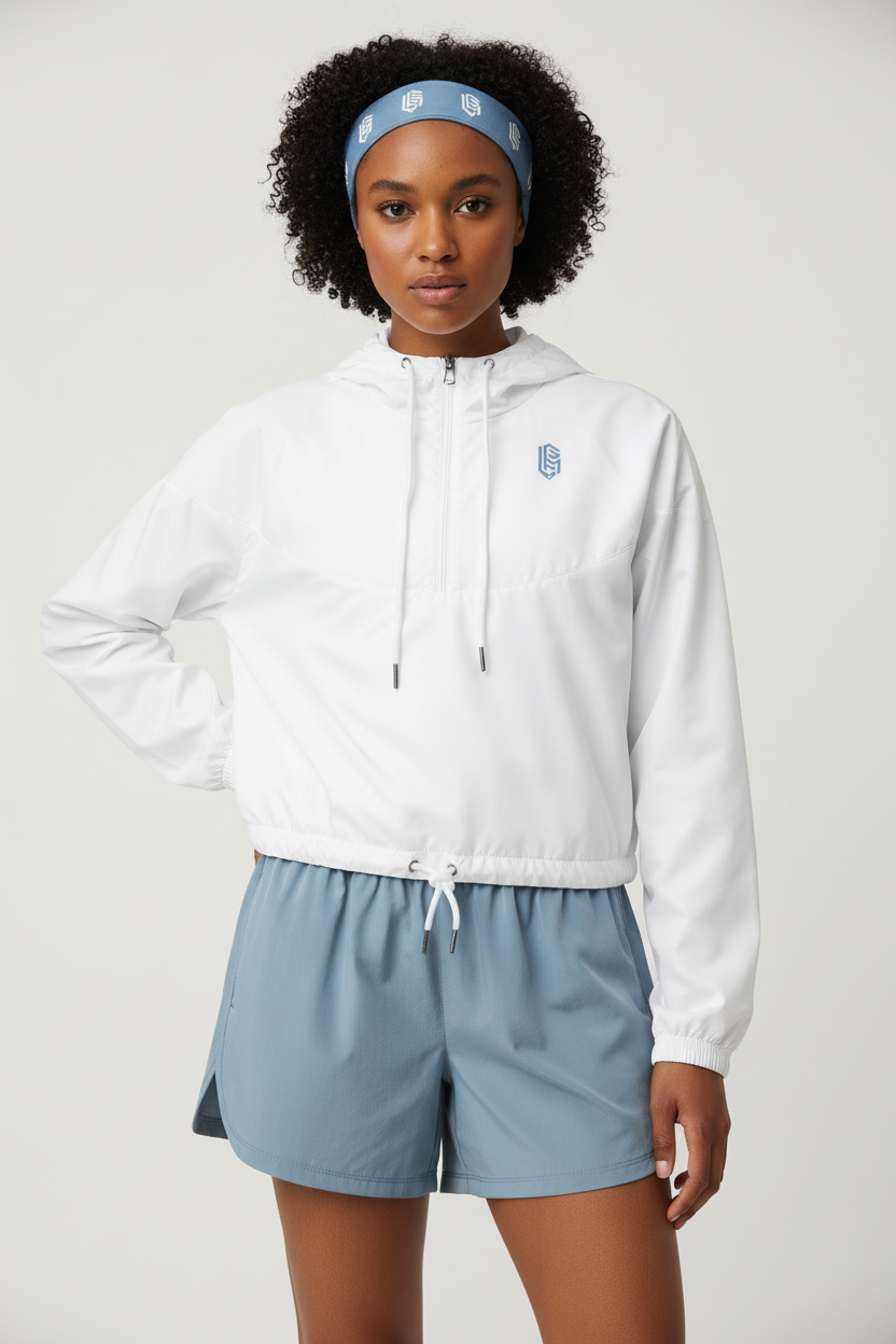 LEM Essential cropped windbreaker | Blue Mist Logo - Modestly Vogue 
