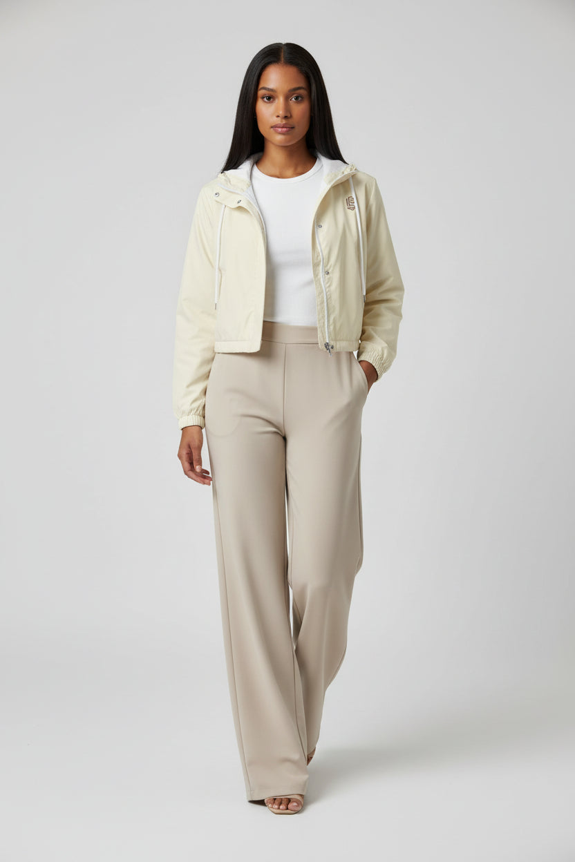 Cream LEM cropped windbreaker - Modestly Vogue 
