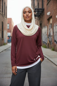 Burgundy Unapologetic Hijabi™ Performance Top - Modestly Vogue 