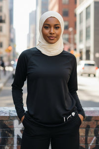 Black Unapologetic Hijabi™ Performance Top - Modestly Vogue 