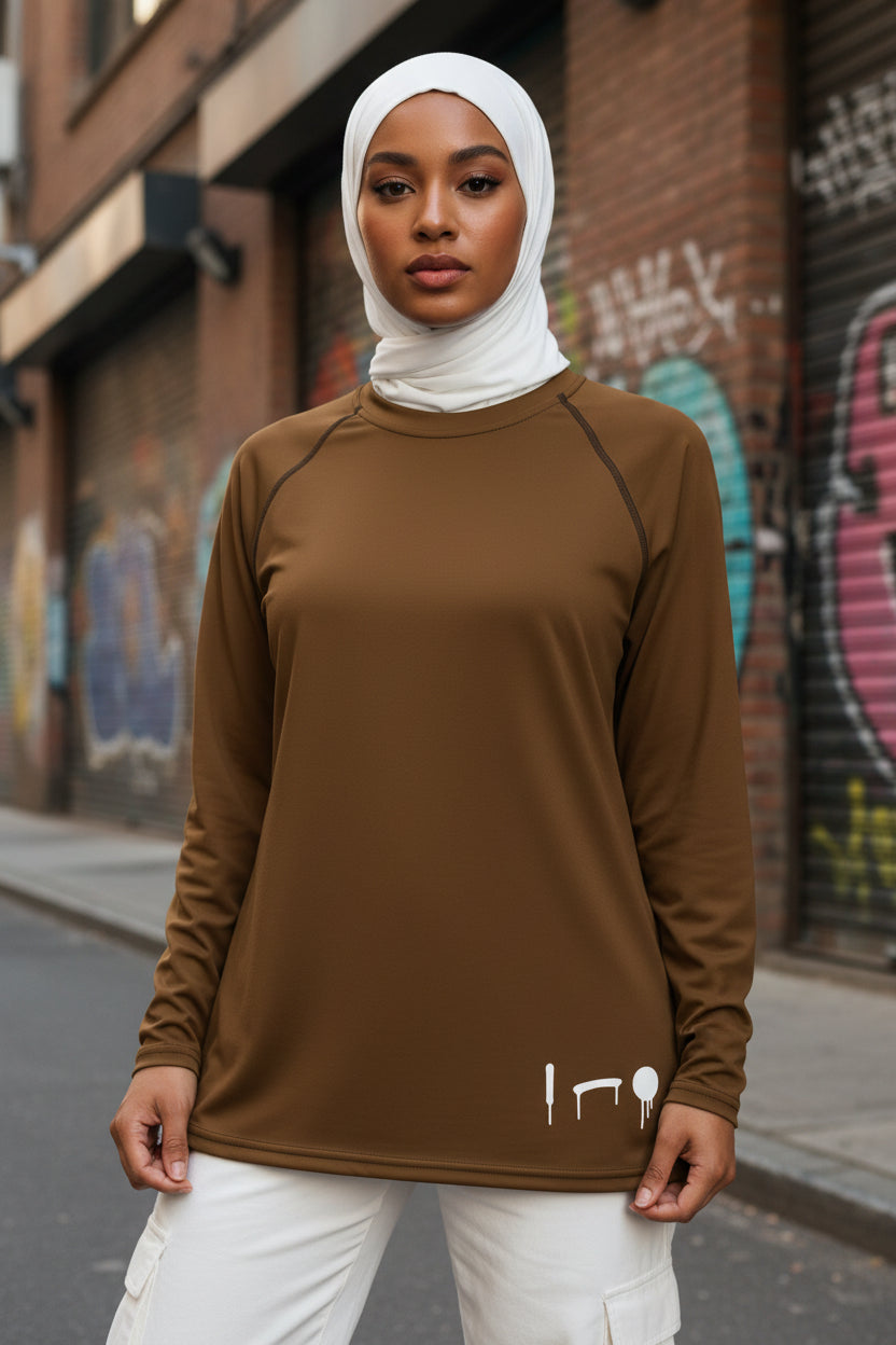Brown Unapologetic Hijabi™ Performance Top - Modestly Vogue 