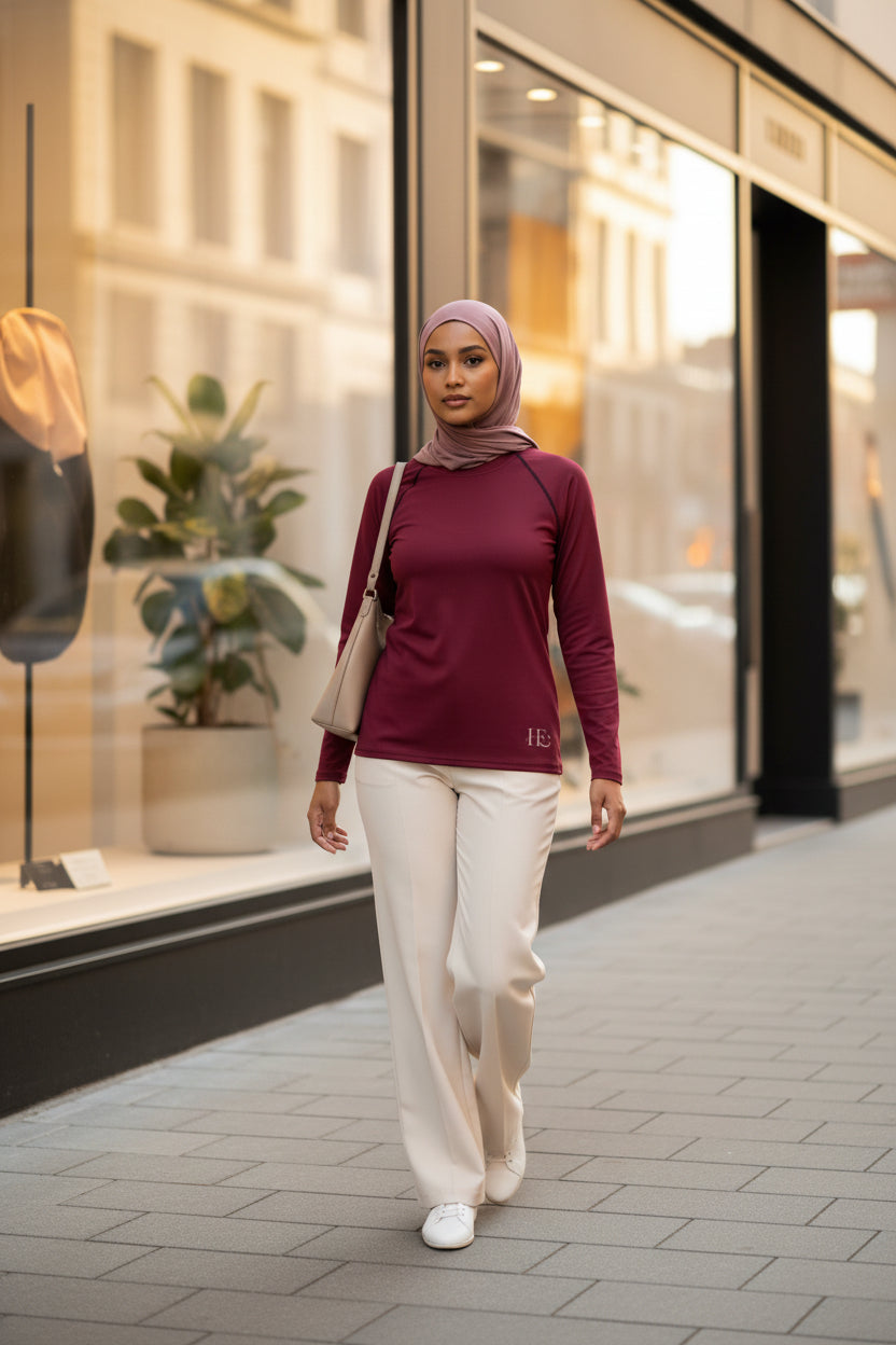 Bordeaux Hijabi Energy™ Performance Top