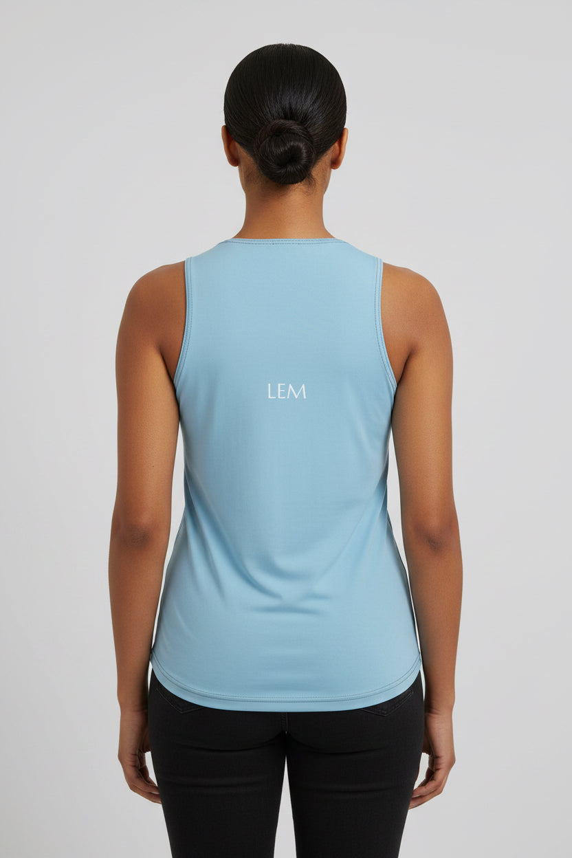 LEM Blue Mist Performance Tank Top - Modestly Vogue 