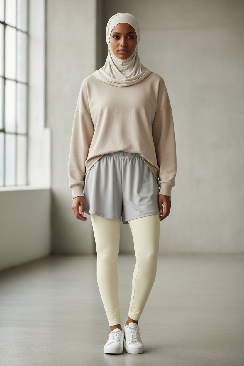 Hijabi Energy Cream Layering Legging - Modestly Vogue 