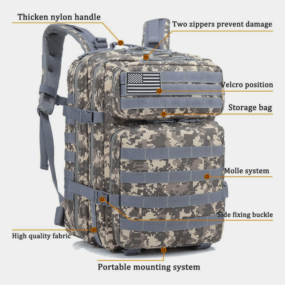 Tactical 45L MOLLE Rucksack Backpack – Military Outdoor Pack