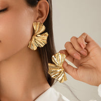 Vintage Ginkgo Beach Shell Pattern Ear Studs Earrings - Modestly Vogue 
