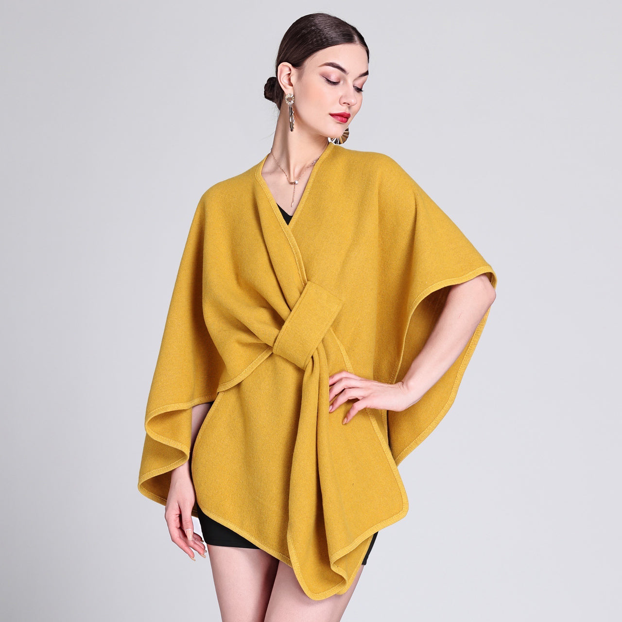 Chic Shawl Cape Poncho | Fashionable Outerwear Cape - Modestly Vogue 