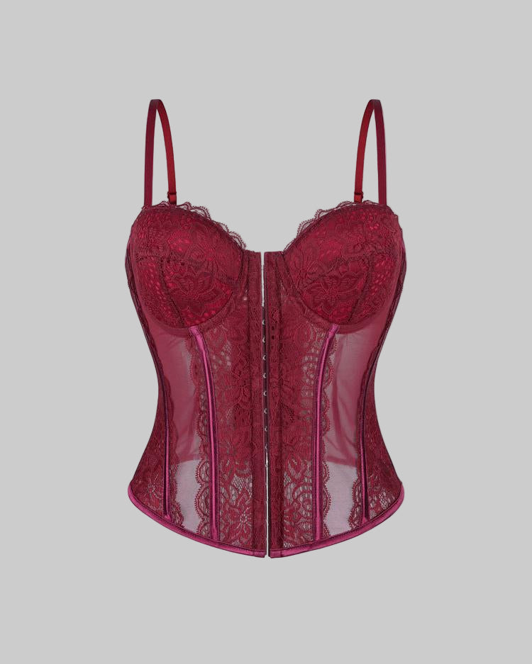 Sexy Push up Corset Eyelash Lace See through Sexy Sling Tunic - Modestly Vogue 