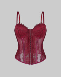 Sexy Push up Corset Eyelash Lace See through Sexy Sling Tunic - Modestly Vogue 