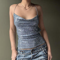 Women’s Fall Bare Back Sequined Mini Halter Sleeveless Vest