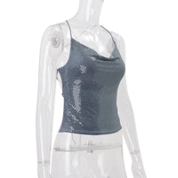 Women’s Fall Bare Back Sequined Mini Halter Sleeveless Vest