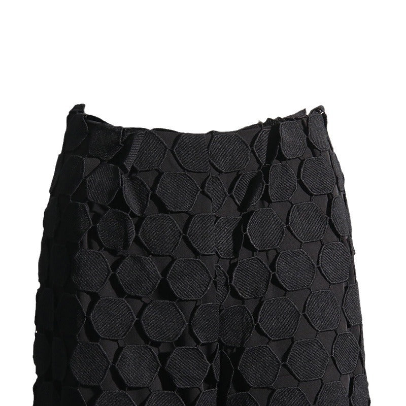 Fashionable Elegant Round Design Tassel Hollow-out Embroidered High Waist Wide-leg Pants - Modestly Vogue 