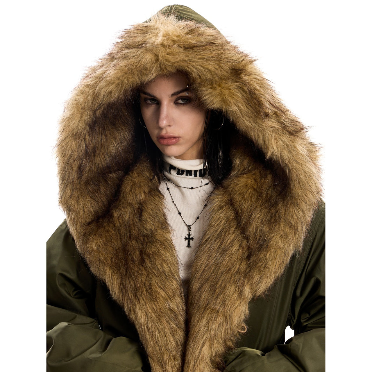 Hooded Cotton Women's Loose Lazy Style Fur Collar Parka