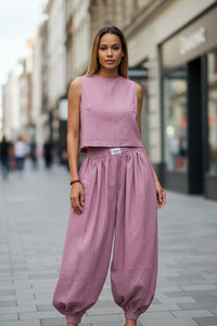 Sleeveless Top Loose Trousers Women's Suit - Modestly Vogue 