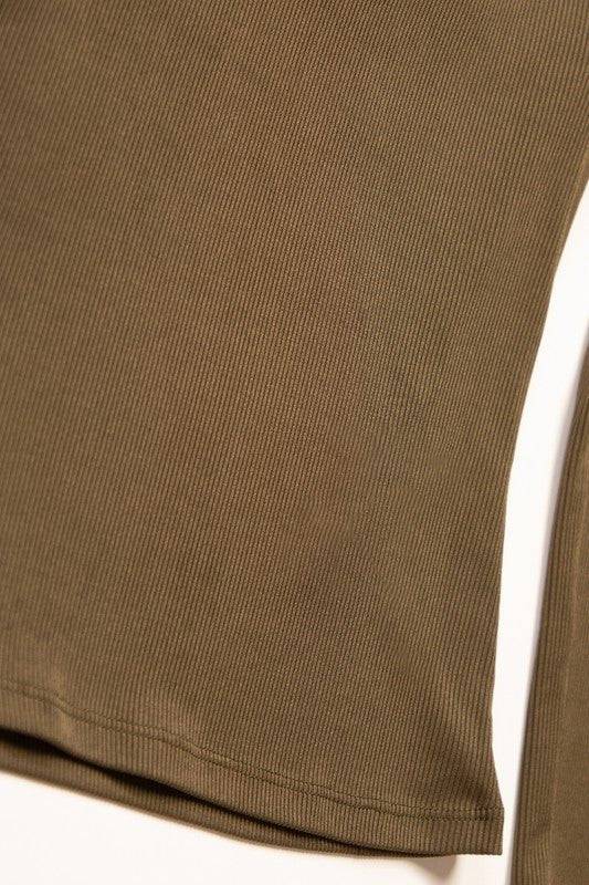 Ribbed Round Neck Long Sleeve Top - Modestly Vogue 