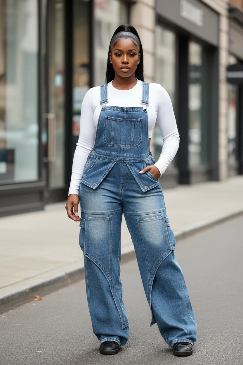Fashion Denim Overalls Pants