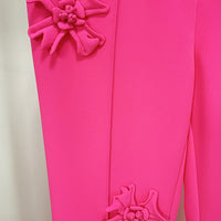 Fashion Heavy Industry 3D Flower Decoration Trousers Suit Pants