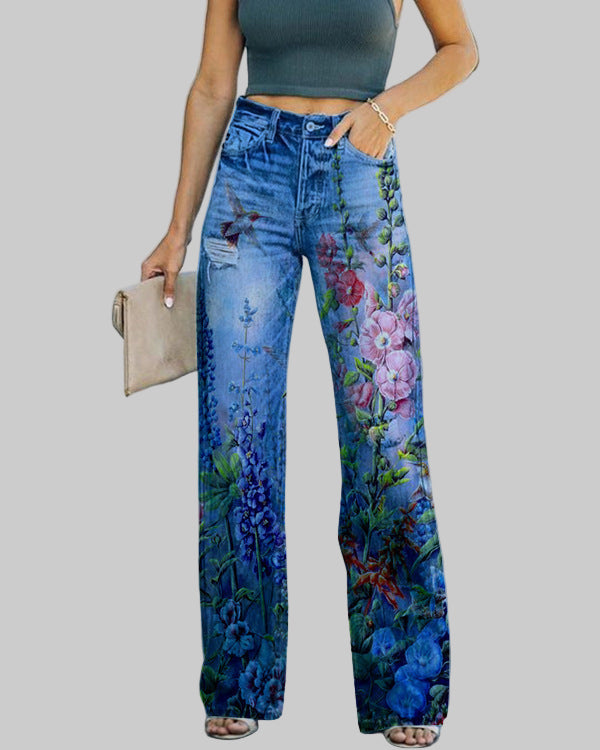 Women's Diagonal Cloth Printed Jeans - Modestly Vogue 