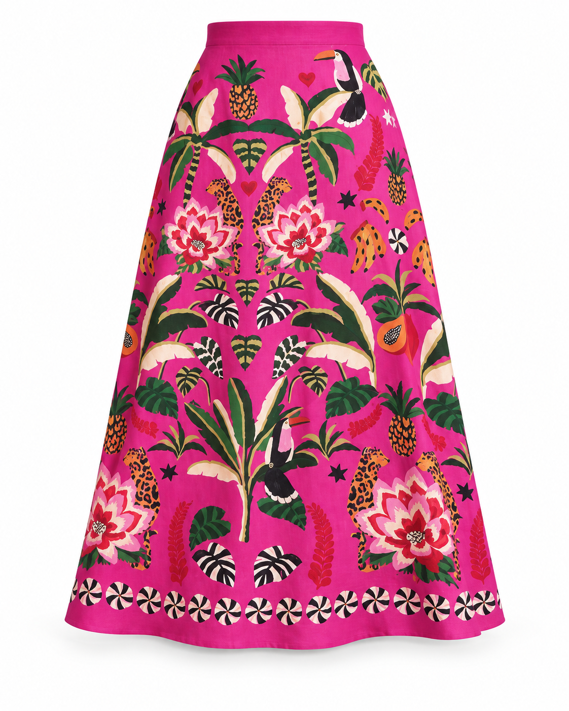 Spring Summer Street Tropical Plant Vintage Print Skirt for Women